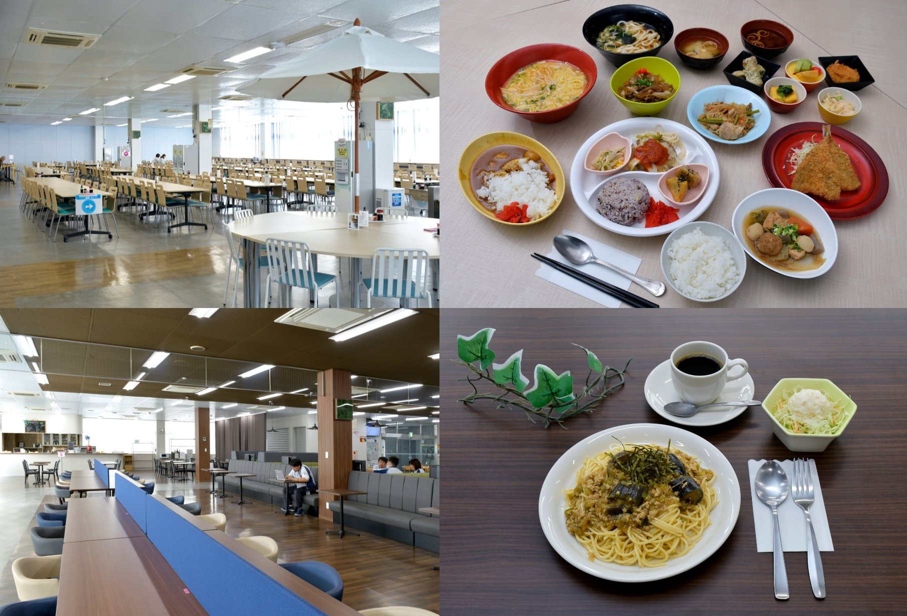 食堂のメニューと食堂の様子