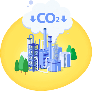 2020年代 「地球環境問題の解決」に貢献するCO2削減のイメージイラスト